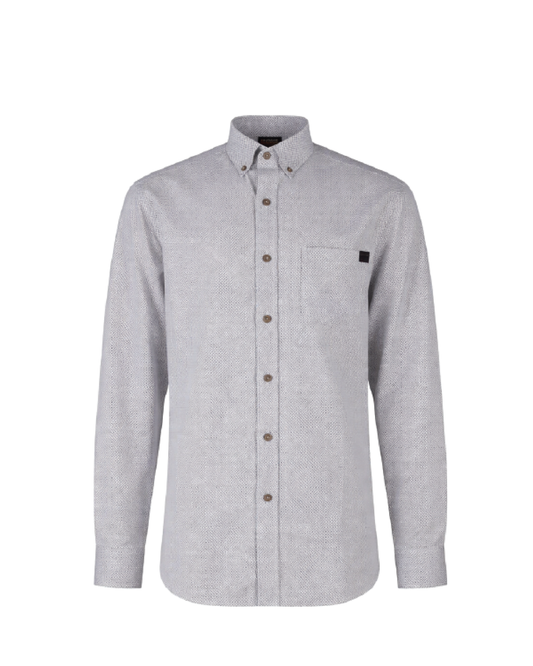 FORGE FR MEN'S Light Grey PLAID LONG SLEEVE BUTTON SHIRT