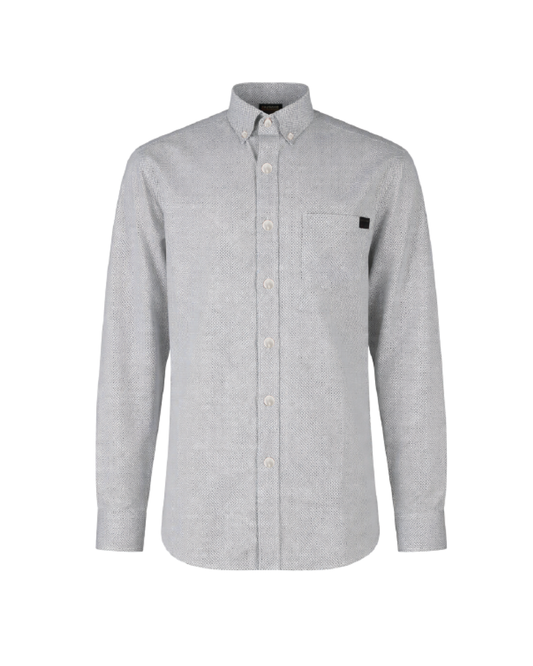 FORGE FR MEN'S Grey Double Pocket PLAID LONG SLEEVE SNAPS SHIRT