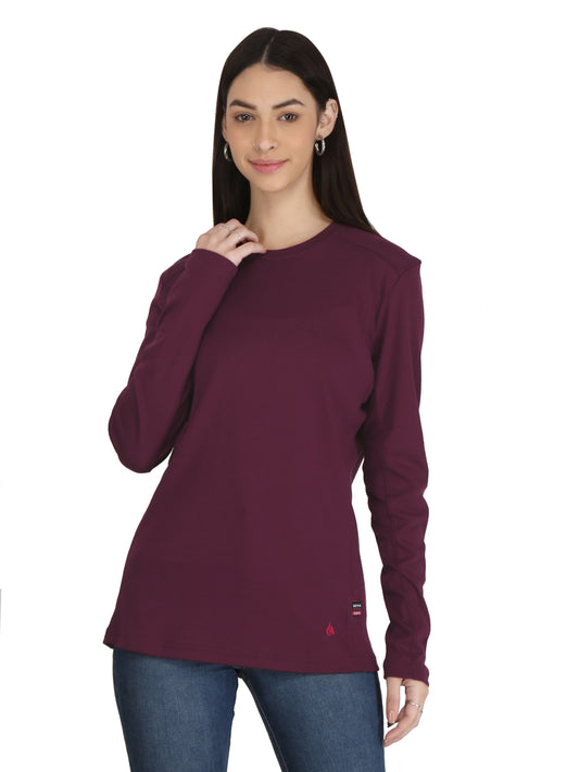 Forge Fr Women's Burgundy Crew Neck T-shirt