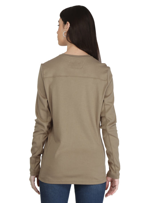 Forge Fr Women's Khaki Crew Neck T-shirt