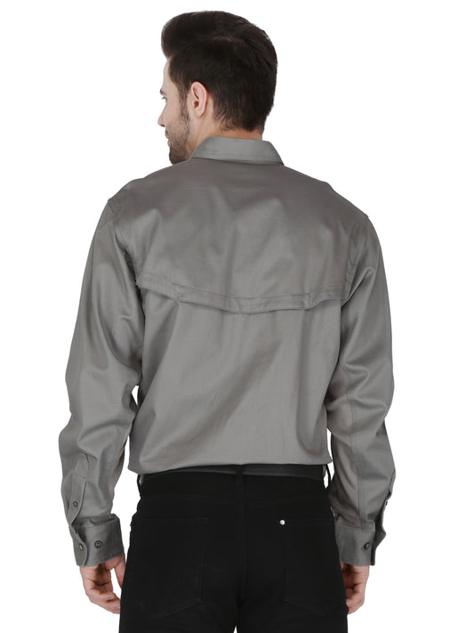FORGE FR MEN'S Double Pocket LIGHT GREY LONG SLEEVE SHIRT