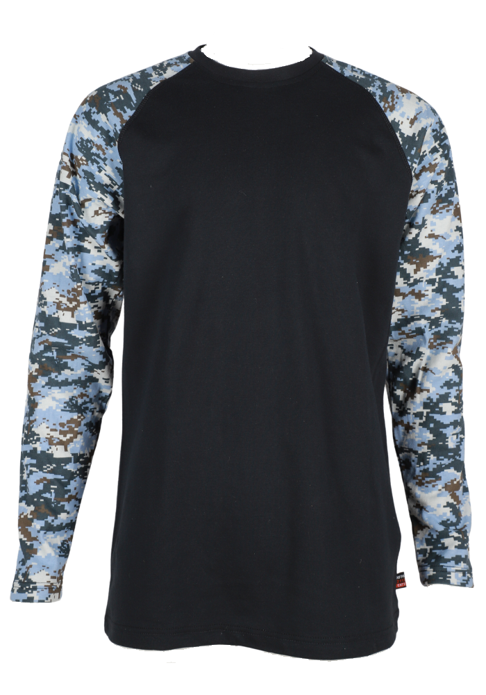 Forge Fr Men's Navy Camo Crew Neck Long Sleeve T-shirt