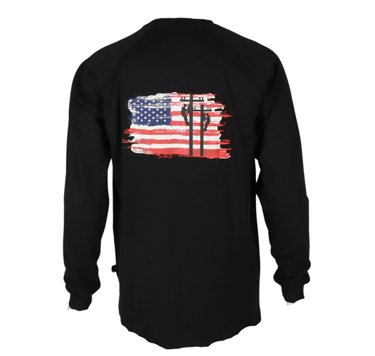 Forge Fr Men's Jet Black Graphic Printed Long Sleeve T-shirt