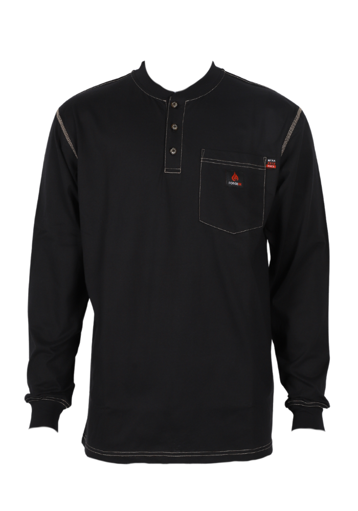 Forge Fr Men's Light Weight Black Contrast Stitch Henley