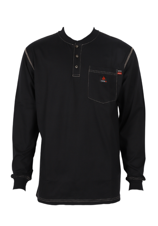 Forge Fr Men's  Light Weight Black Contrast Stitch Henley
