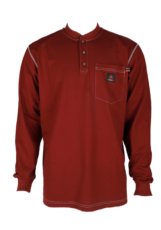 Forge Fr Men's Burgundy Light Weight Contrast Stitch Henley