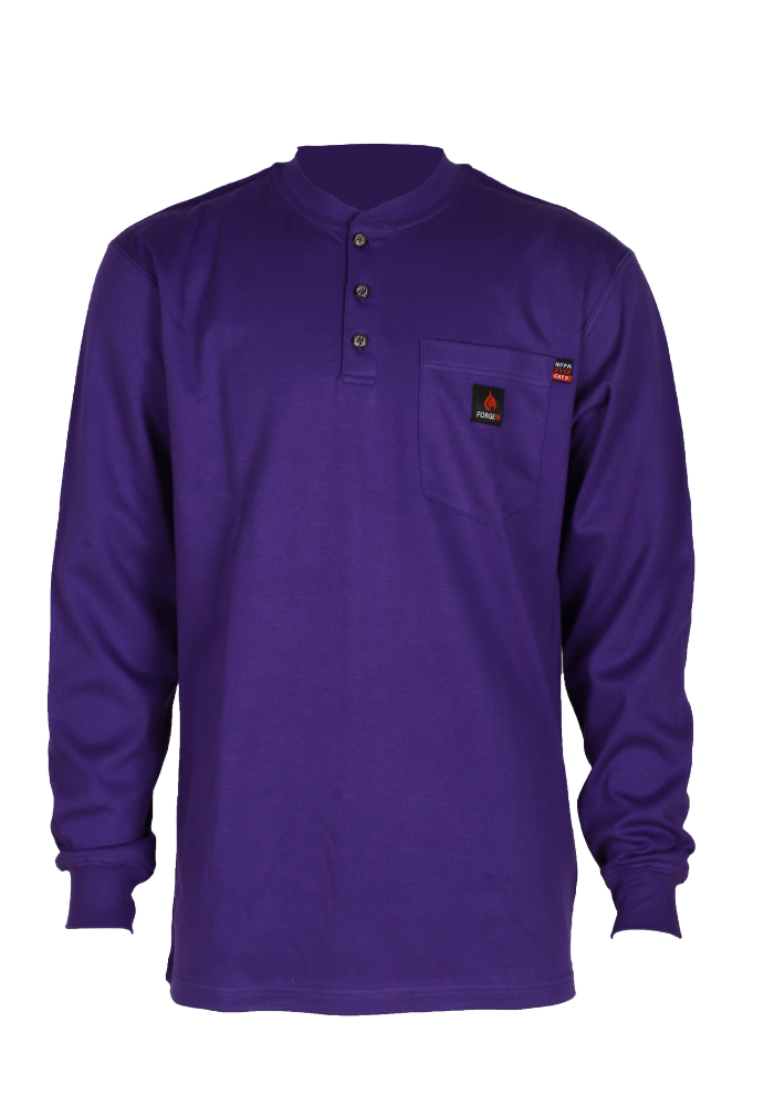 Forge Fr Men's Purple Henley Neck Long Sleeve T-shirt
