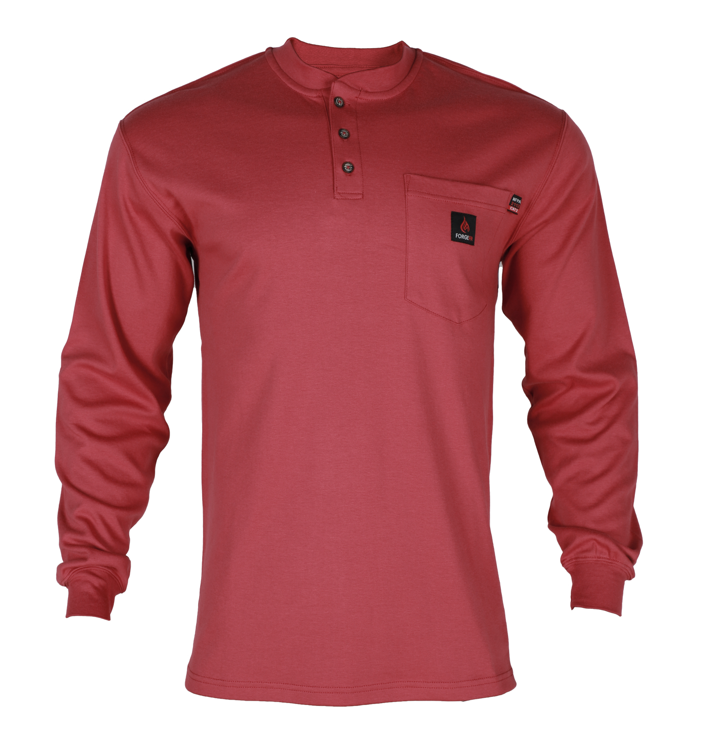 Forge Fr Men's Red Henley Neck Long Sleeve T-shirt