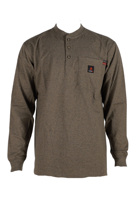 Forge Fr Men's Heather Brown Light Weight Henley Tee