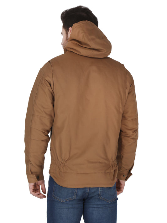 Forge Fr Men's Brown Insulated Duck Hooded Jacket