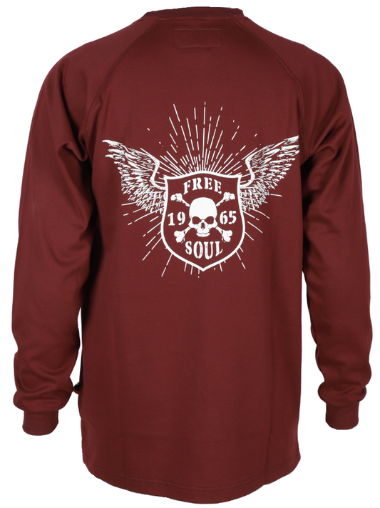 Forge Fr Men's Graphic Printed Burgundy Long Sleeve T-shirt