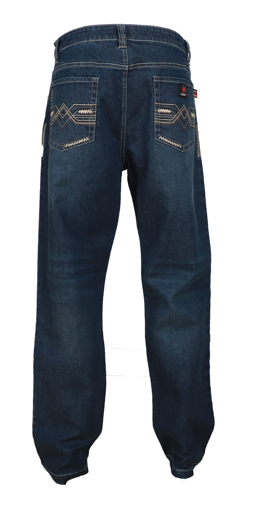 FORGE FR MEN'S DENIM STRETCH JEANS WITH EMBROIDERY