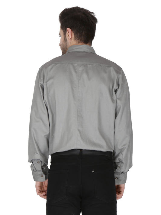Forge Fr Men's Light Grey Button Long Sleeve Shirt