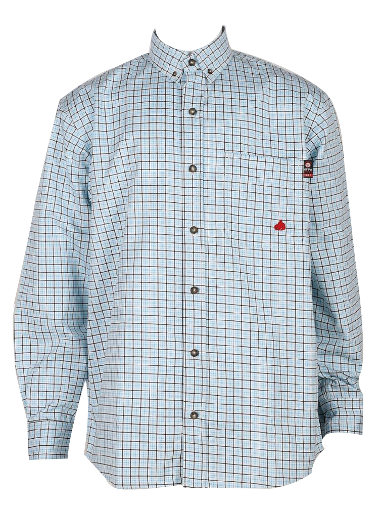 FORGE FR MEN'S Turquoise PLAID LONG SLEEVE BUTTON SHIRT