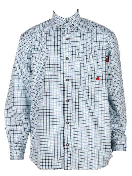 FORGE FR MEN'S Turquoise PLAID LONG SLEEVE BUTTON SHIRT