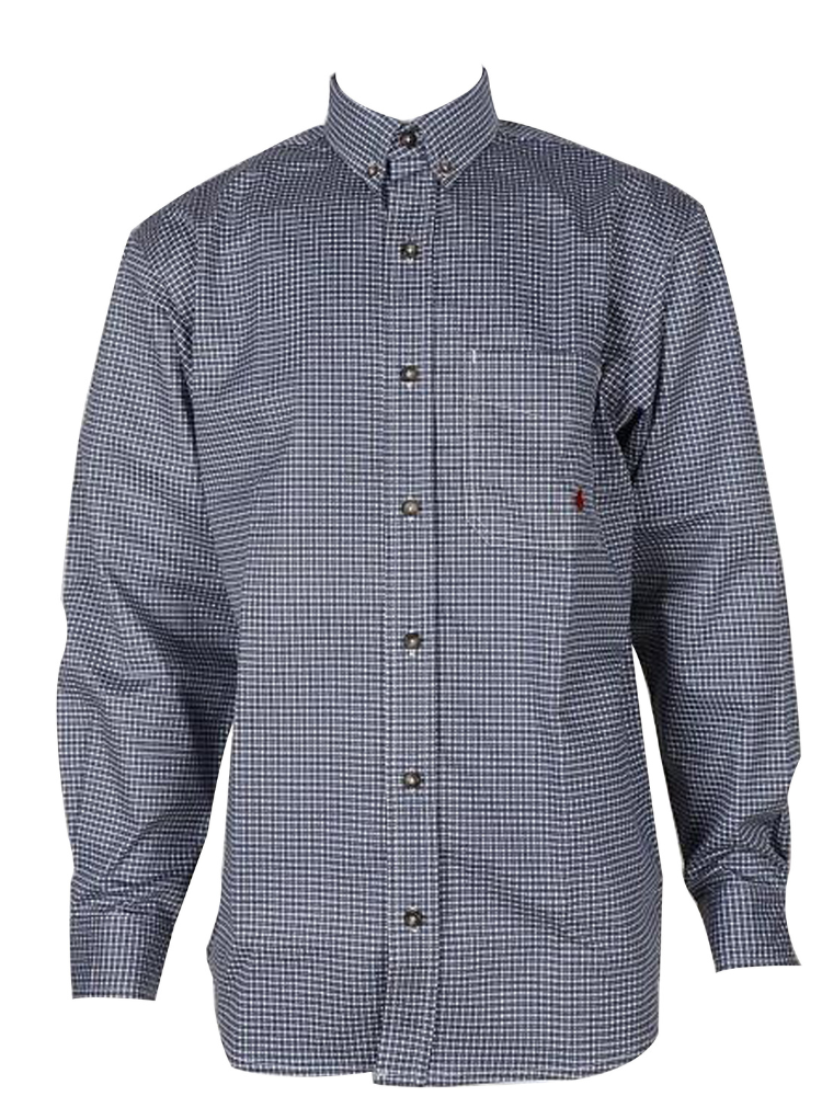 FORGE FR MEN'S Blue White PLAID LONG SLEEVE BUTTON SHIRT