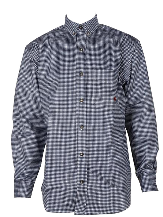 FORGE FR MEN'S Blue White PLAID LONG SLEEVE BUTTON SHIRT
