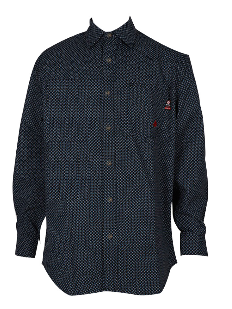 FORGE FR MEN'S Dark Blue PLAID LONG SLEEVE BUTTON SHIRT