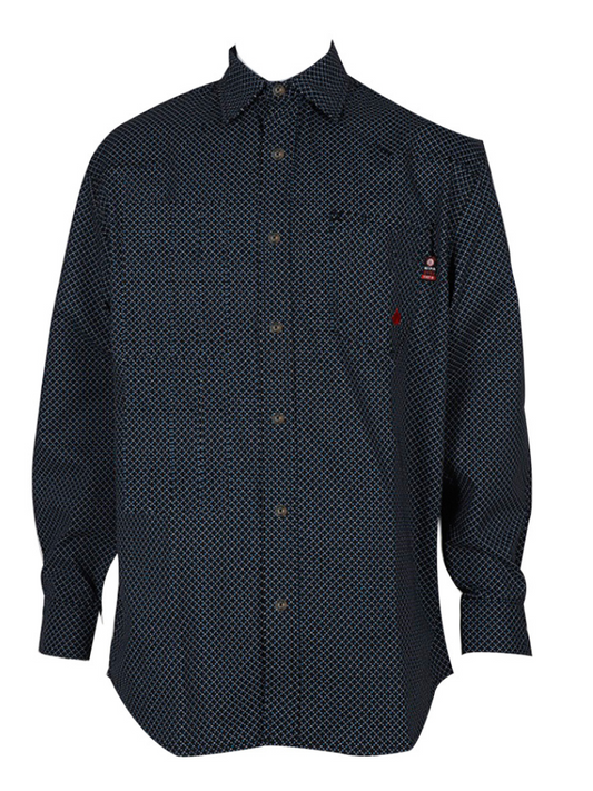 FORGE FR MEN'S Dark Blue PLAID LONG SLEEVE BUTTON SHIRT