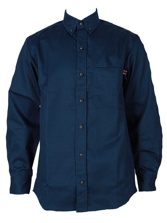 FORGE FR MEN'S Ink Blue PLAID LONG SLEEVE BUTTON SHIRT