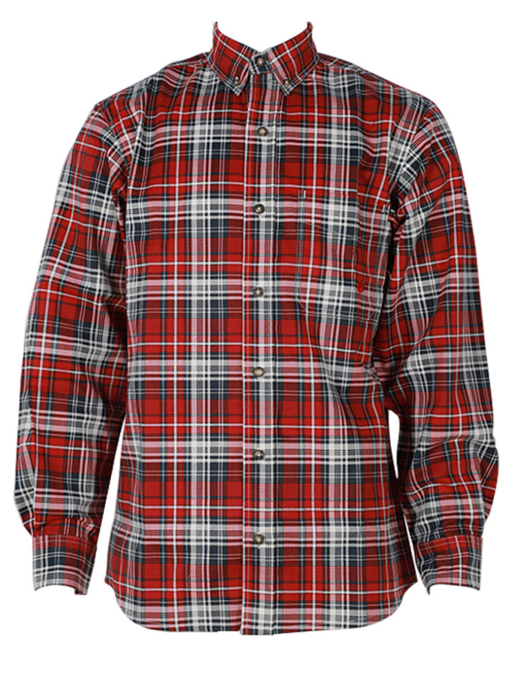 FORGE FR MEN'S Red White PLAID LONG SLEEVE BUTTON SHIRT