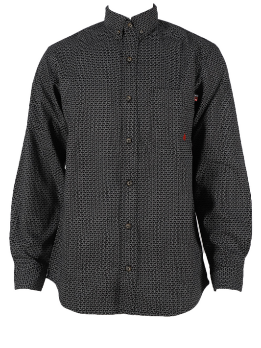 FORGE FR MEN'S Jet Black PLAID LONG SLEEVE BUTTON SHIRT