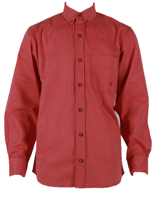 FORGE FR MEN'S Red Dotted PLAID LONG SLEEVE BUTTON SHIRT