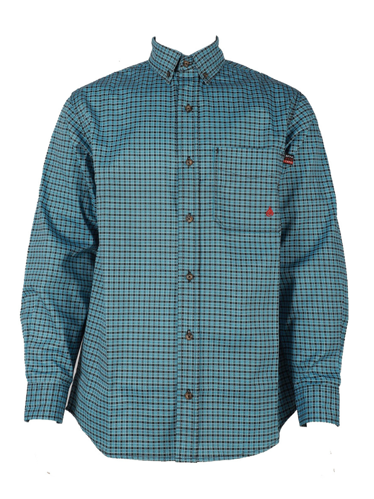 Forge Fr Aqua Blue Men's Plaid Long Sleeve Shirt