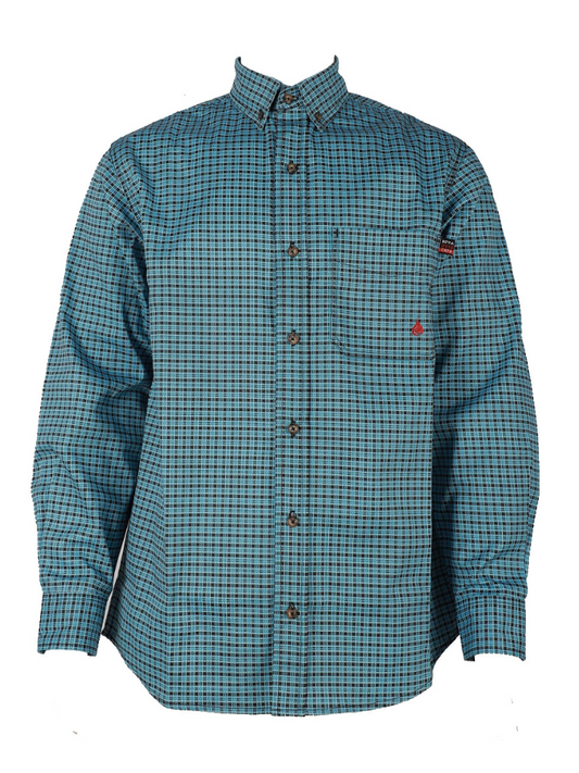 Forge Fr Aqua Blue Men's Plaid Long Sleeve Shirt