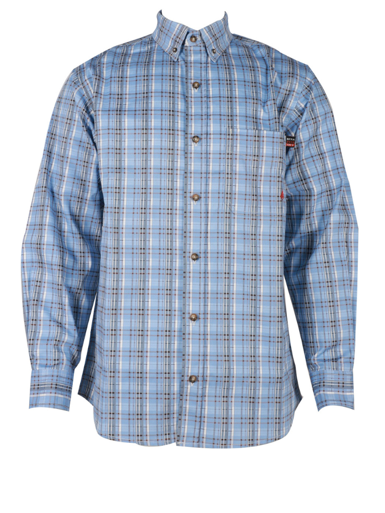 Forge Fr Men's Sky Blue Plaid Long Sleeve Shirt