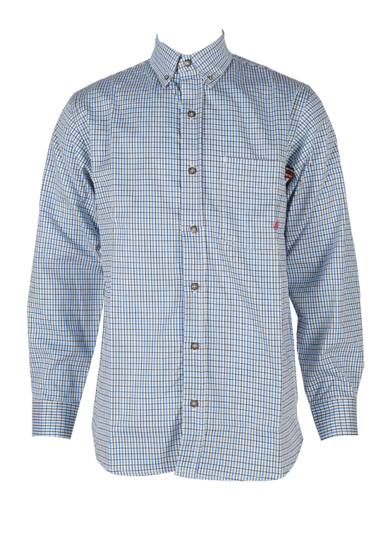 FORGE FR MEN'Slight Blue PLAID LONG SLEEVE BUTTON SHIRT