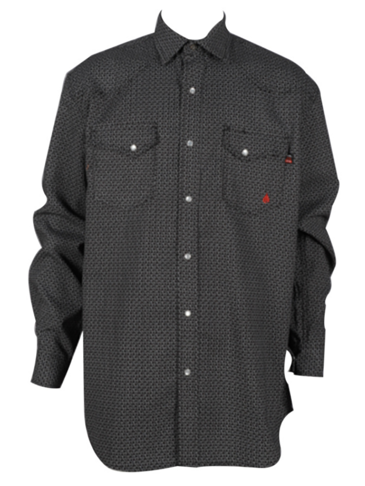 FORGE FR MEN'S Black PLAID LONG SLEEVE SNAPS SHIRT