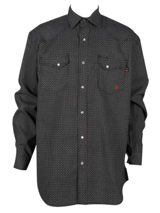 FORGE FR MEN'S Black PLAID LONG SLEEVE SNAPS SHIRT