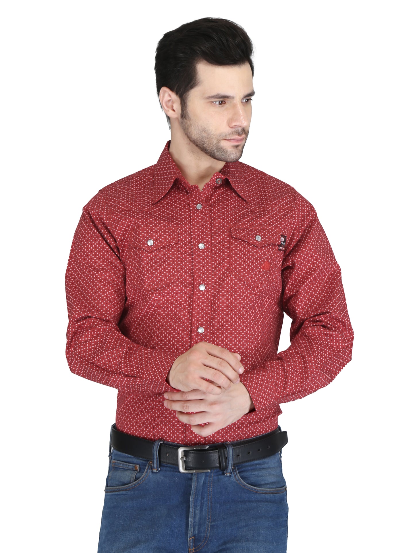 Forge Fr Men's Red Printed Long Sleeve Shirt