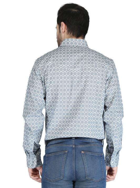 FORGE FR MEN'S Light Grey PLAID LONG SLEEVE SNAPS SHIRT
