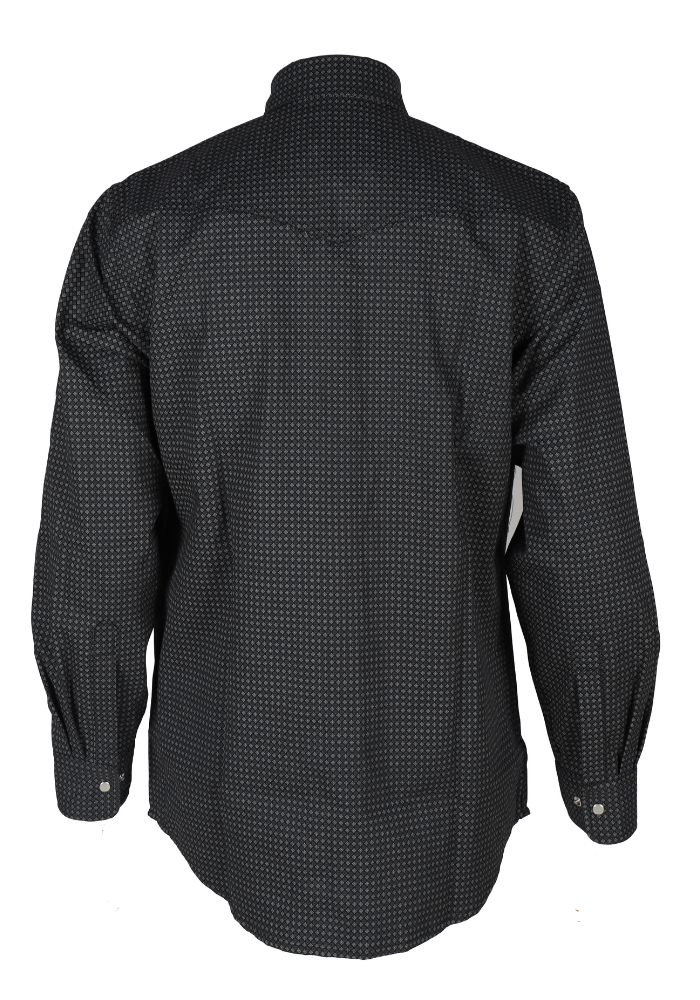 FORGE FR MEN'S Black Double Pocket PLAID LONG SLEEVE SNAPS SHIRT