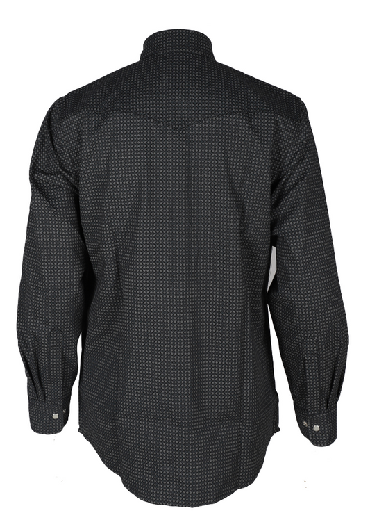 FORGE FR MEN'S Black Double Pocket PLAID LONG SLEEVE SNAPS SHIRT