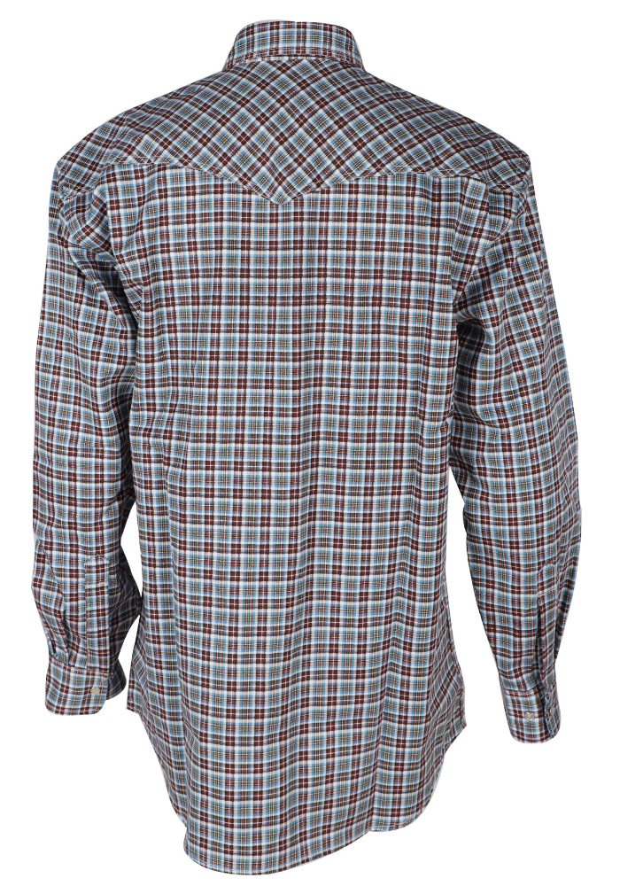FORGE FR MEN'S Red Double Pocket PLAID LONG SLEEVE SNAPS SHIRT