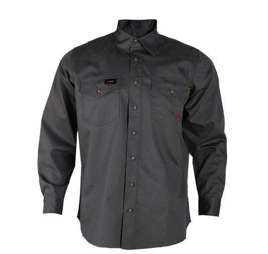 MEN'S FR Grey BUTTON RIPSTOP SHIRT