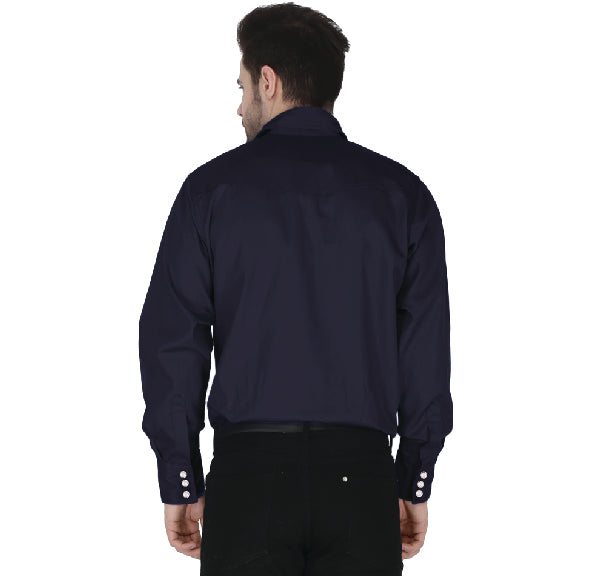 Forge Fr Men's Solid Navy Long Sleeve Shirt