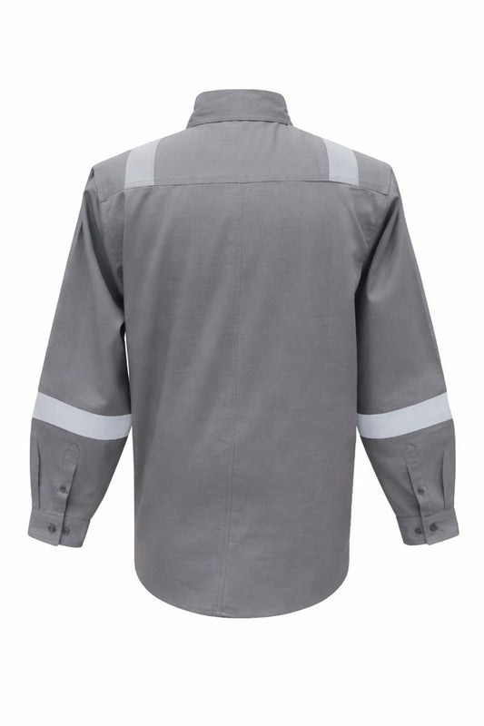 FORGE MEN'S FR BUTTON SOLID SILVER TAPING SHIRT