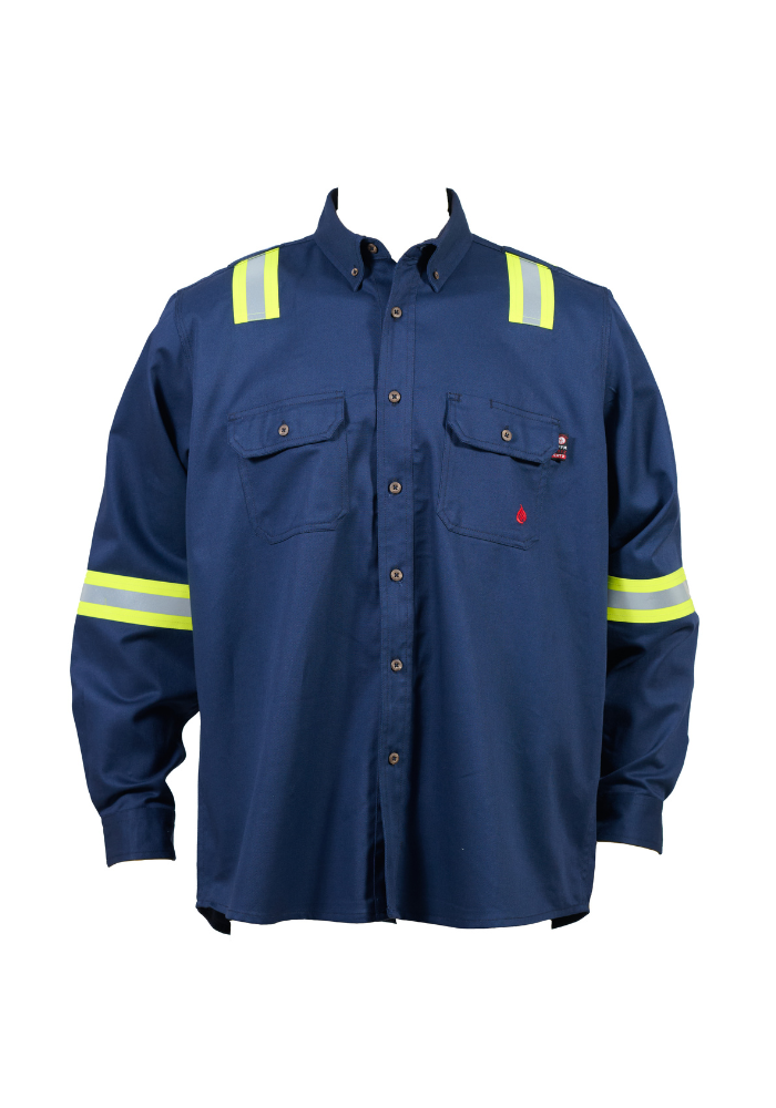 Forge FR Men's Navy Button Solid Taping Shirt