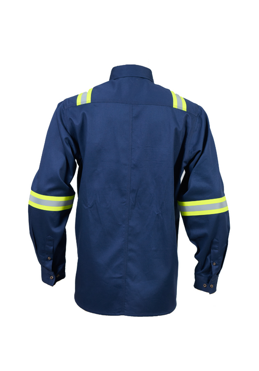 Forge FR Men's Navy Button Solid Taping Shirt