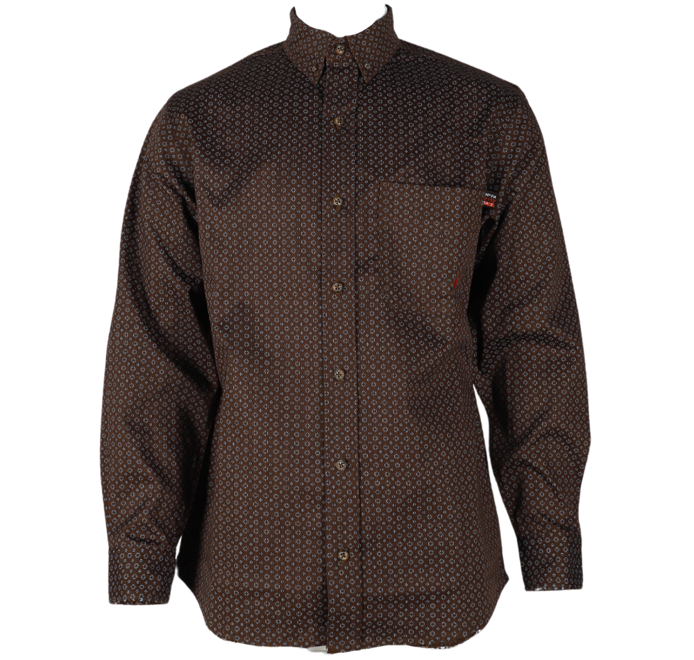 Forge Fr Men's Brown Printed Long Sleeve Shirt
