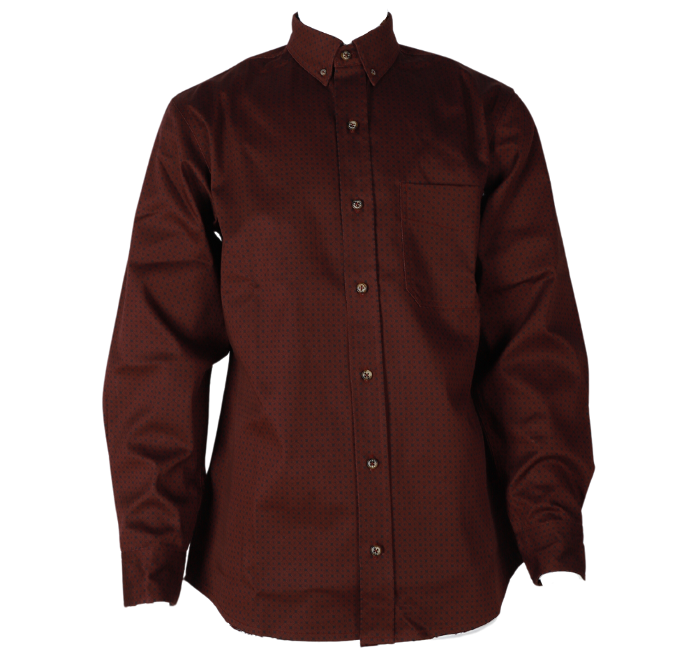 Forge Fr Men's Burgundy Printed Long Sleeve Shirt