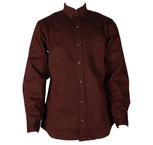 Forge Fr Men's Burgundy Printed Long Sleeve Shirt