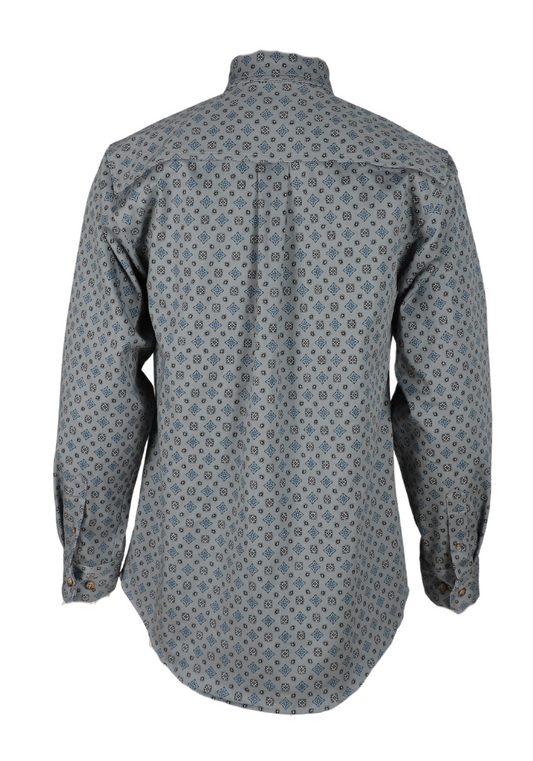 Forge Fr Men's Grey Plaid Printed Long Sleeve Shirt