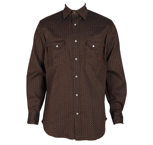Forge Fr Men's Brown Plaid Printed Long Sleeve Shirt