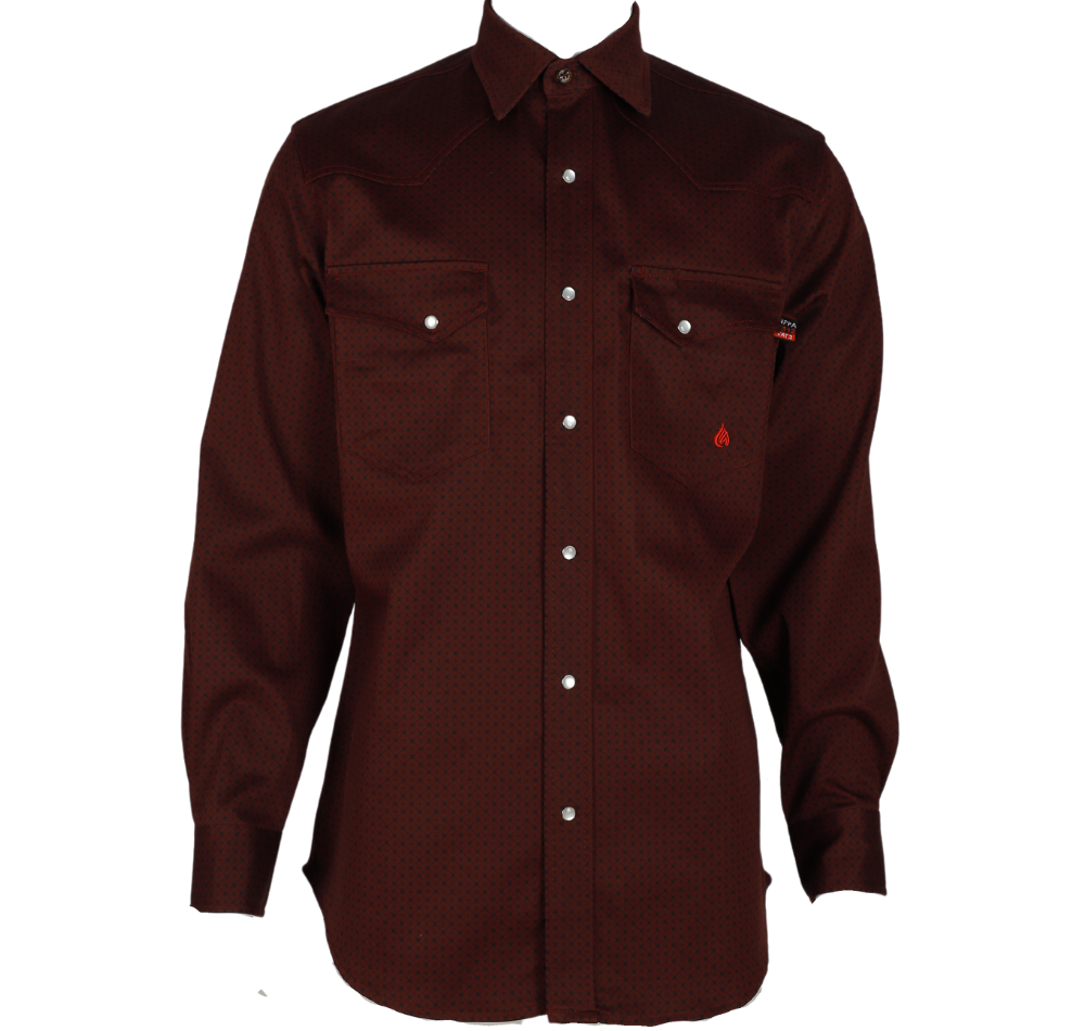 Forge Fr Men's Burgundy Plaid Printed Long Sleeve Shirt
