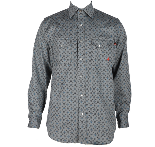 Forge Fr Men's Grey Plaid Printed Long Sleeve Shirt